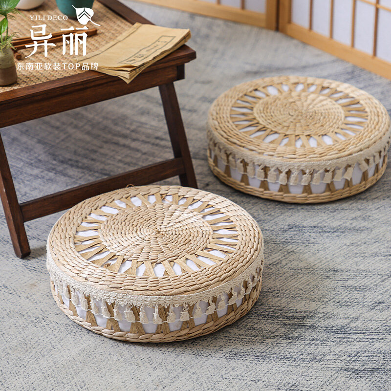 Tatami Mat Rush - Cuscino da Pavimento in Paglia Intrecciata